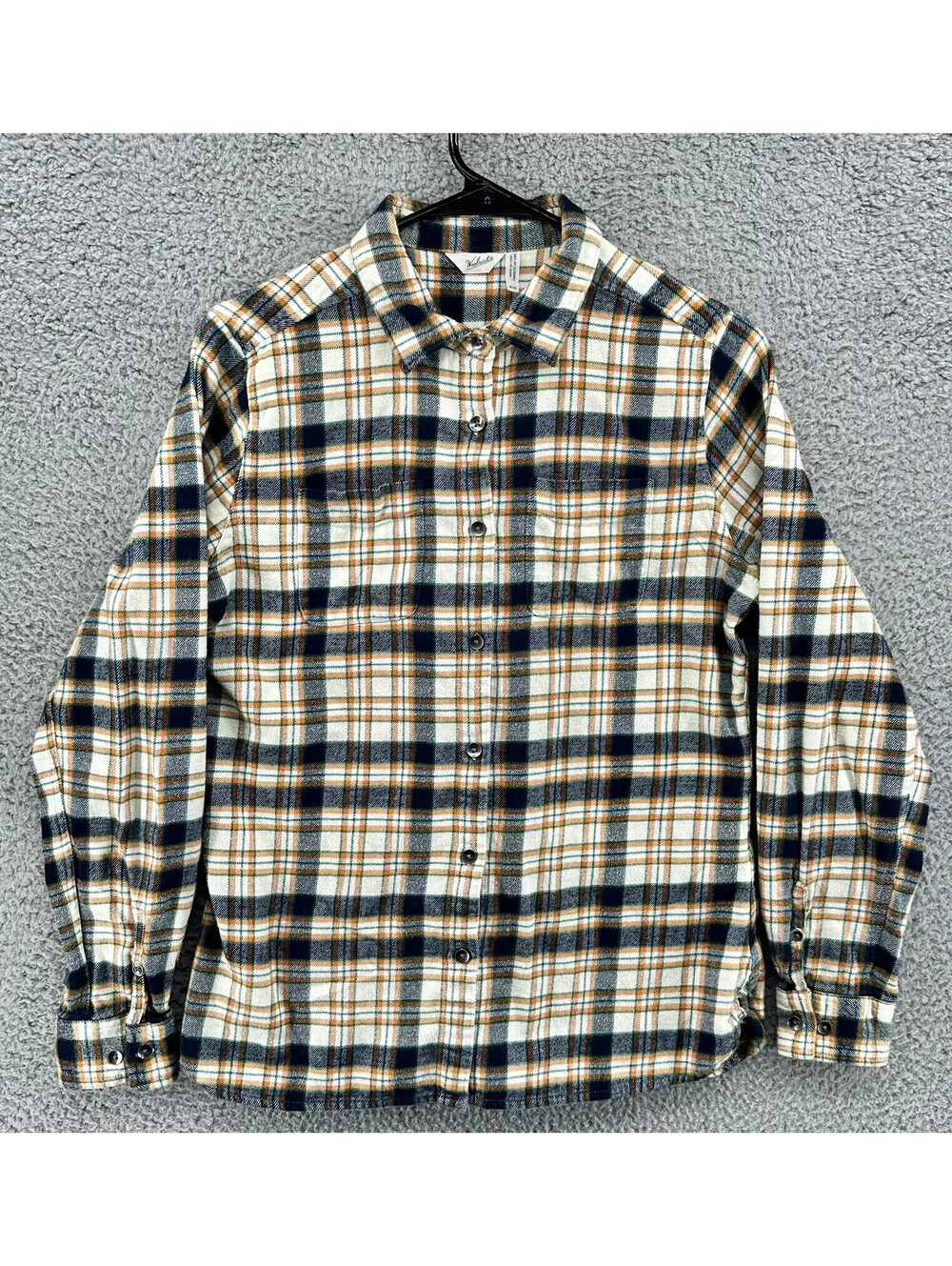 Woolrich Womens Medium Long Sleeve Button-Front Multicolor Plaid Flannel Shirt